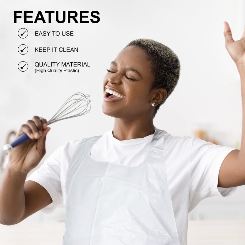 MT Products White Plastic/Poly Apron 46" x 28" - Disposable Kitchen Apron - Pack of 25 - Image 5